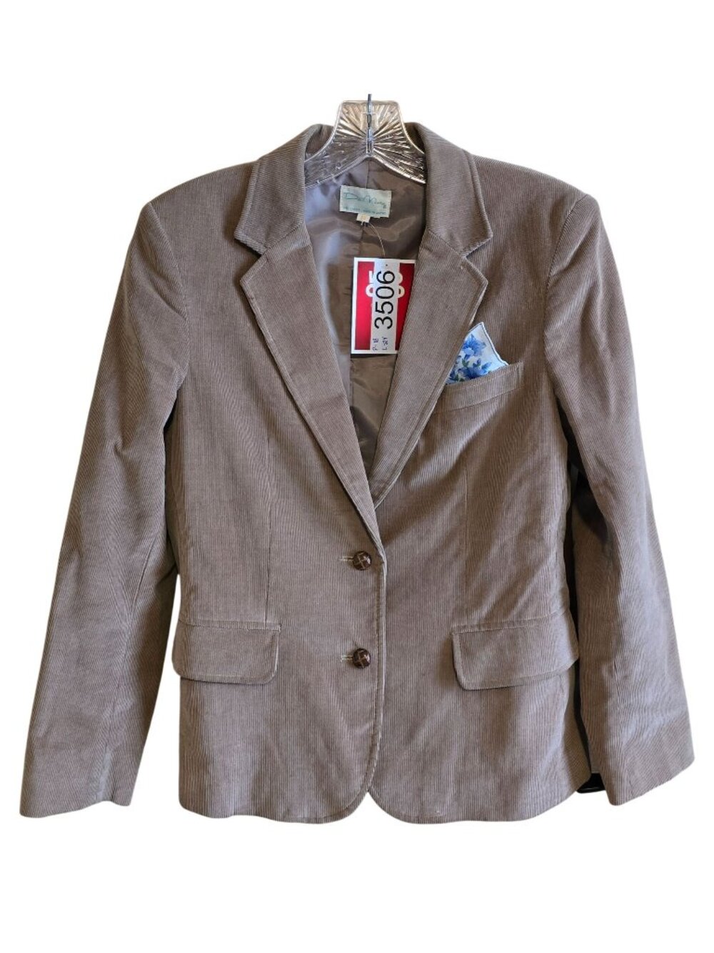 DeMara Tan Corduroy Blazer Pocket Detail vintage old money elegant